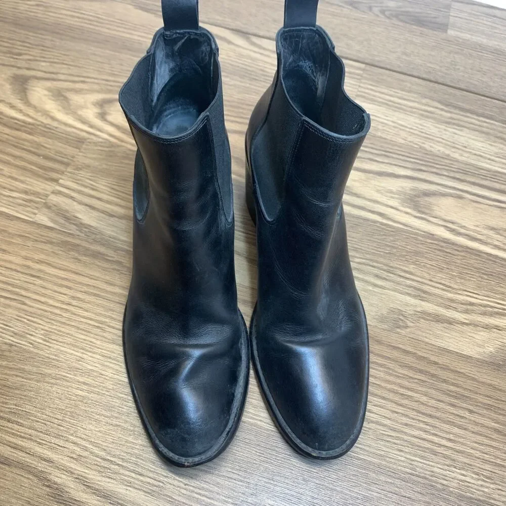 Jenni Kayne‎ Black Leather Heeled Chelsea Boots Ankle Size 38 US 7.5-8